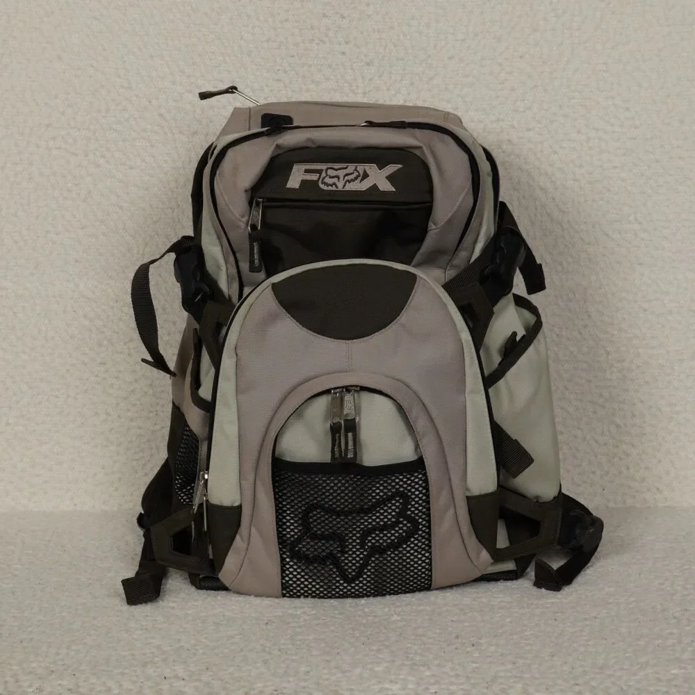 Fox Racing Utility Backpack Green Gray Skate Snowboard Removable Pouch Pockets
